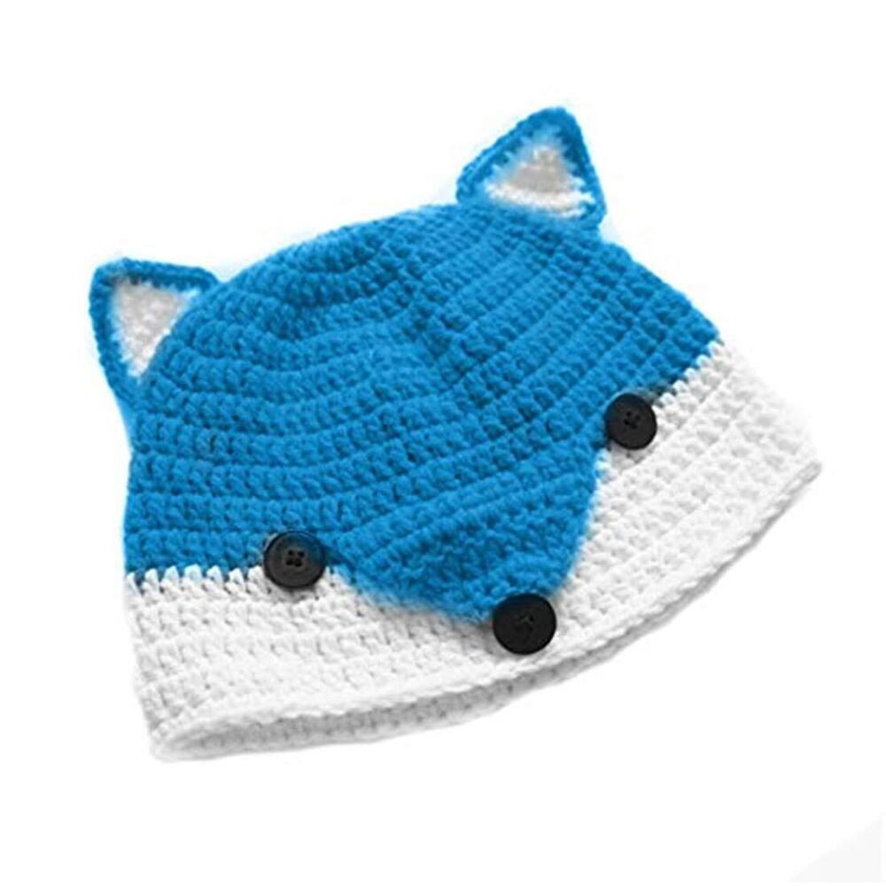 2986 Handmade Knit Funny Fox Ear Hat Winter Halloween Custome Beanie Sky